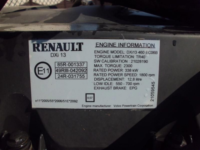 Двигатель в сборе RENAULT MAGNUM 460 DXI, 2009, E5