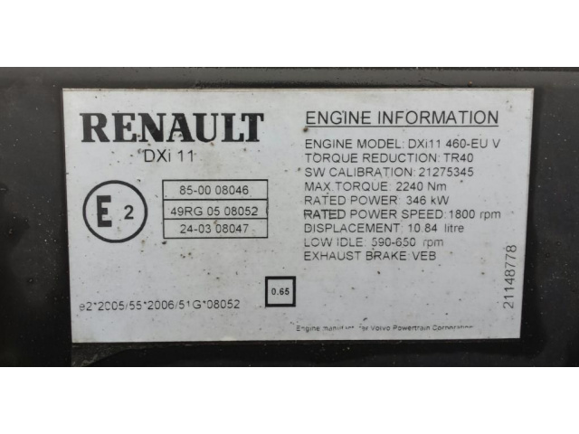 Двигатель RENAULT PREMIUM 460KM DXI EURO-5 19000netto