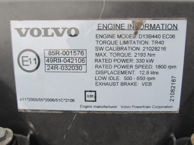 VOLVO FH 13 двигатель в сборе D13 440KM 2008г. EURO4