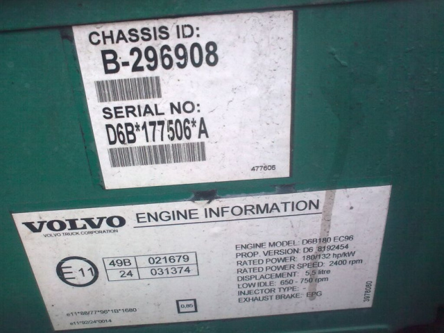 Двигатель Volvo FL 6 180