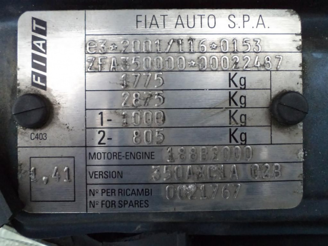 Двигатель 1, 9 JTD 188B200 Fiat Idea Doblo Punto Wlkp