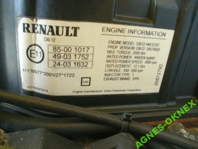 Двигатель DXI 12 440 EC01 RENAULT MAGNUM 06г.