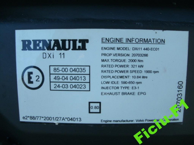 Двигатель RENAULT PREMIUM 440 DXI 11 EURO 3/4 06г.