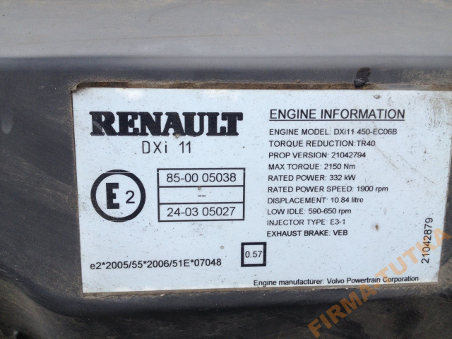 Renault Premium двигатель DXI 11 450KM EURO5 08г. D.G.