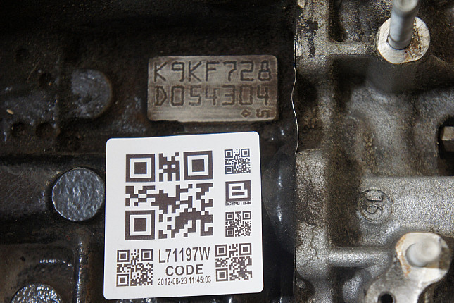 Номер двигателя и фотография площадки RENAULT K9K 728