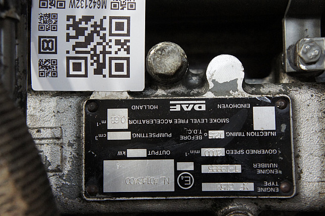 Номер двигателя и фотография площадки DAF FX28OM