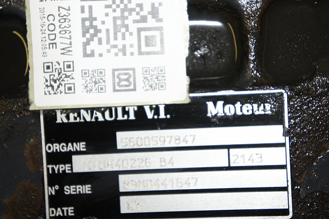Номер двигателя и фотография площадки Renault MIDR 04.02.26 B/4