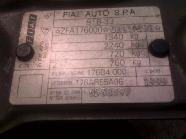 Fiat Punto 1 двигатель 1.2 8V spi.176B4.000.60 л. с..