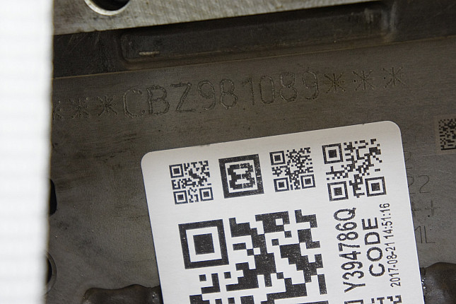 Номер двигателя и фотография площадки VW CBZB